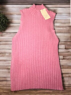 a new day Pink Ribbed Sleeveless Knit Top NWT